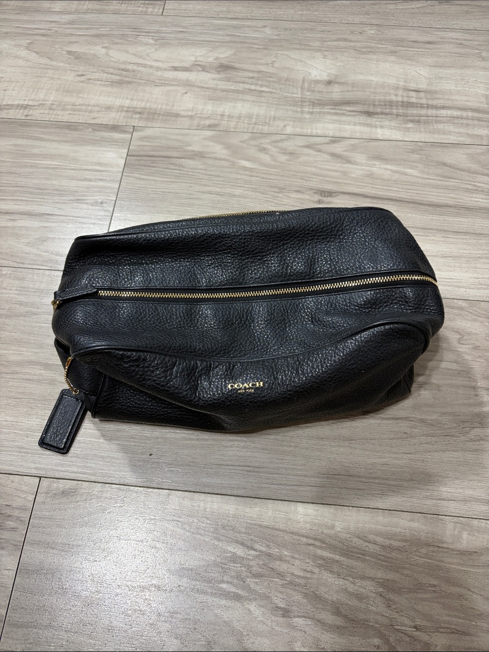 Coach Black Pebbled Leather Toiletry Kit with Gold Hardware